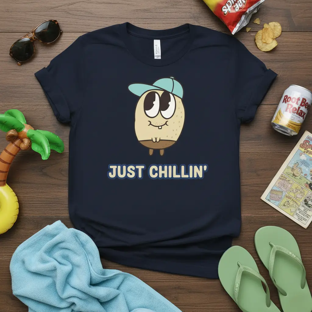Just Chillin’ Funny Potato T-Shirt Relaxed Summer Vibes