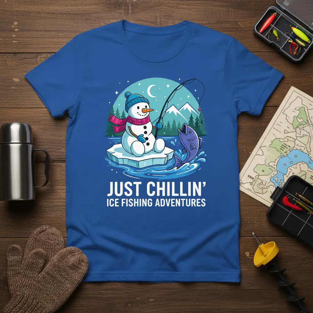 Just Chillin’ Ice Fishing Adventures T-Shirt Winter Fun