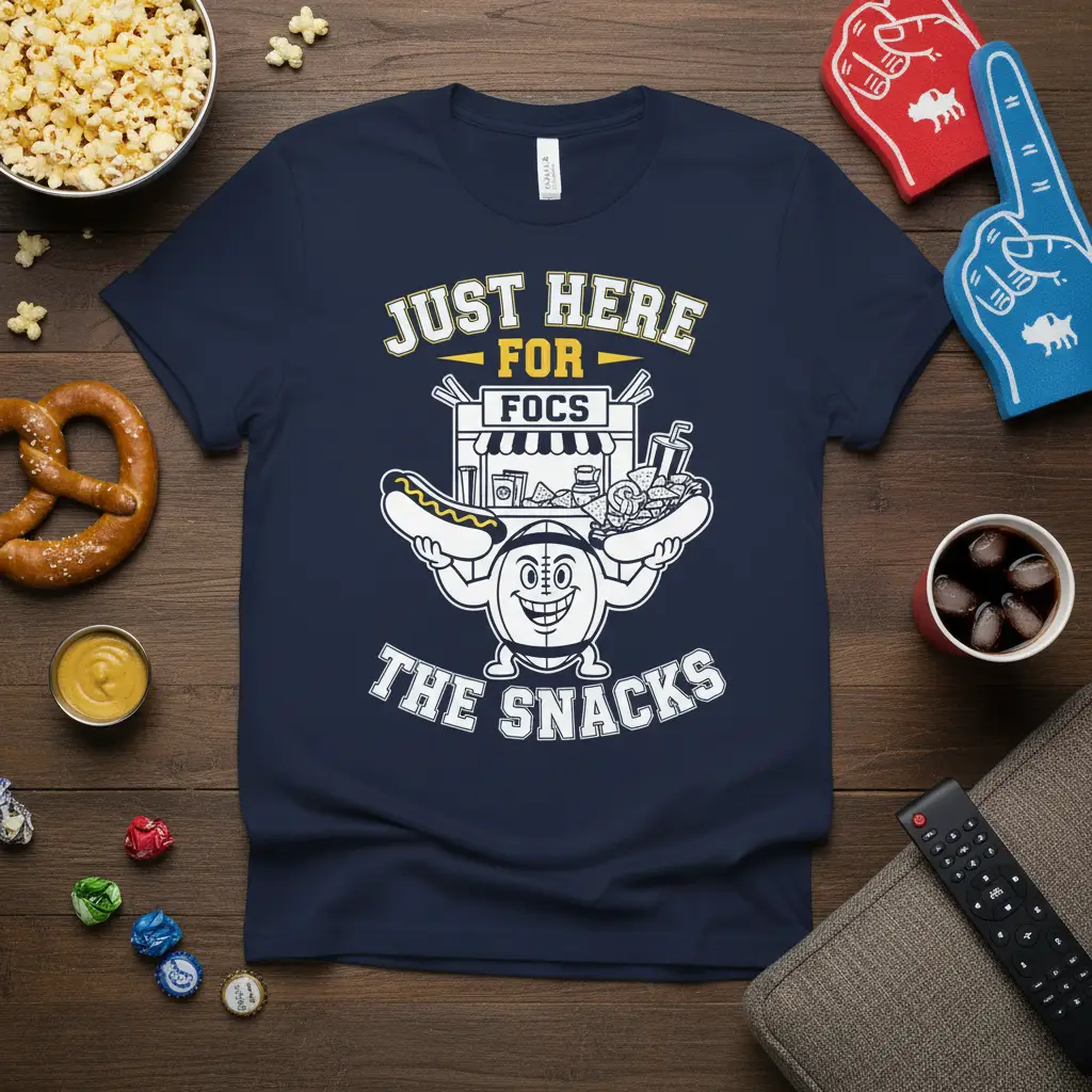 Just Here for Focs the Snacks Football T-Shirt
