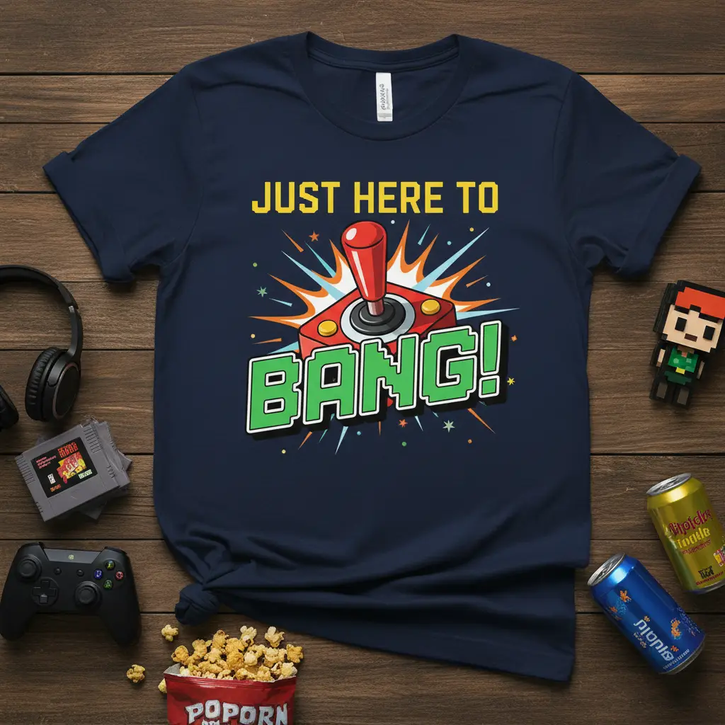 Just Here to Bang! Retro Gamer T-Shirt Funny Gaming Gift