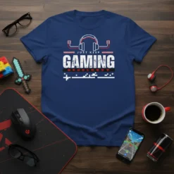 Just Keep Gaming BedBloxyT T-Shirt with retro gaming graphics and headphones