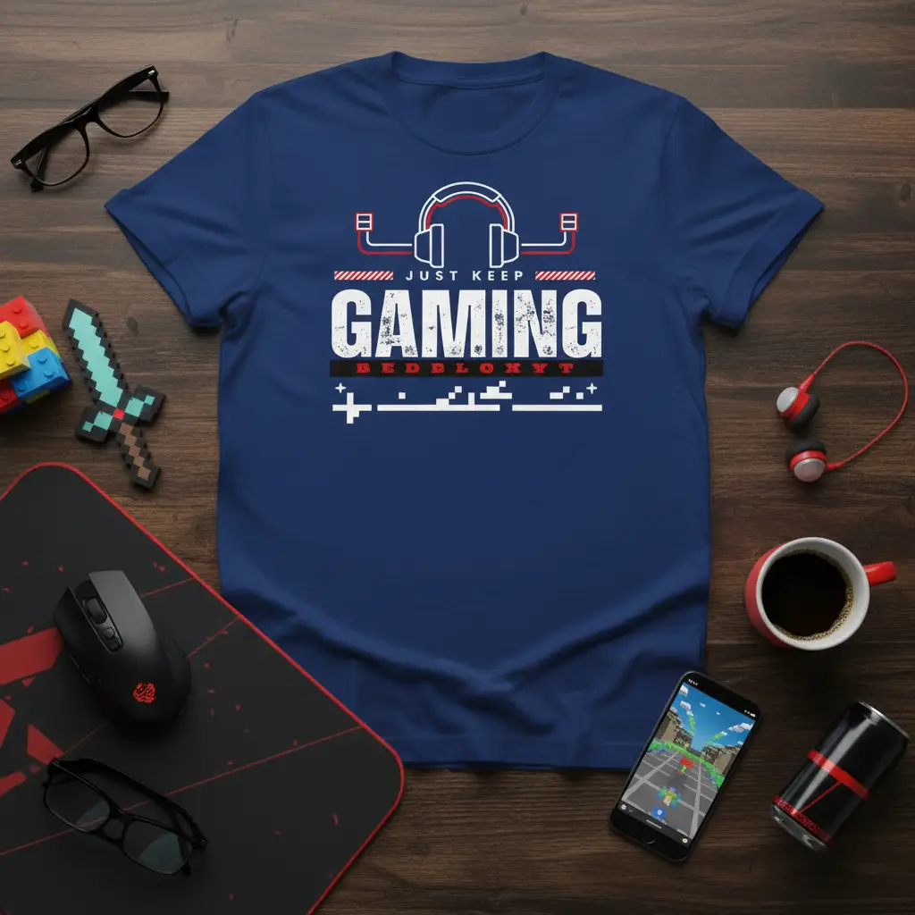 Just Keep Gaming Bedbloxyt T-Shirt Gamer Gift