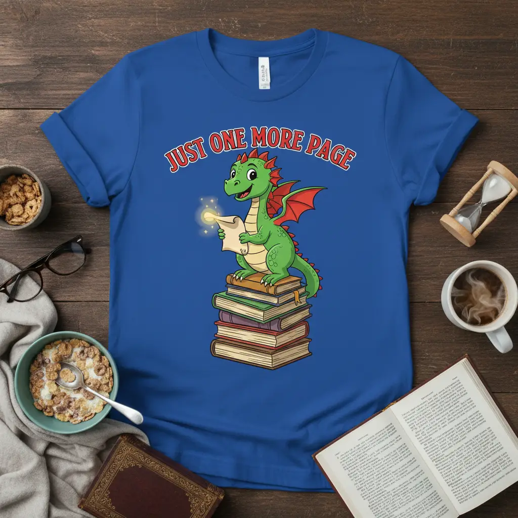 Just One More Page Dragon Reader T-Shirt Book Lover Gift