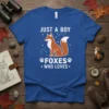 Just a Boy Who Loves Foxes T-Shirt featuring a cute fox graphic and constellation elements