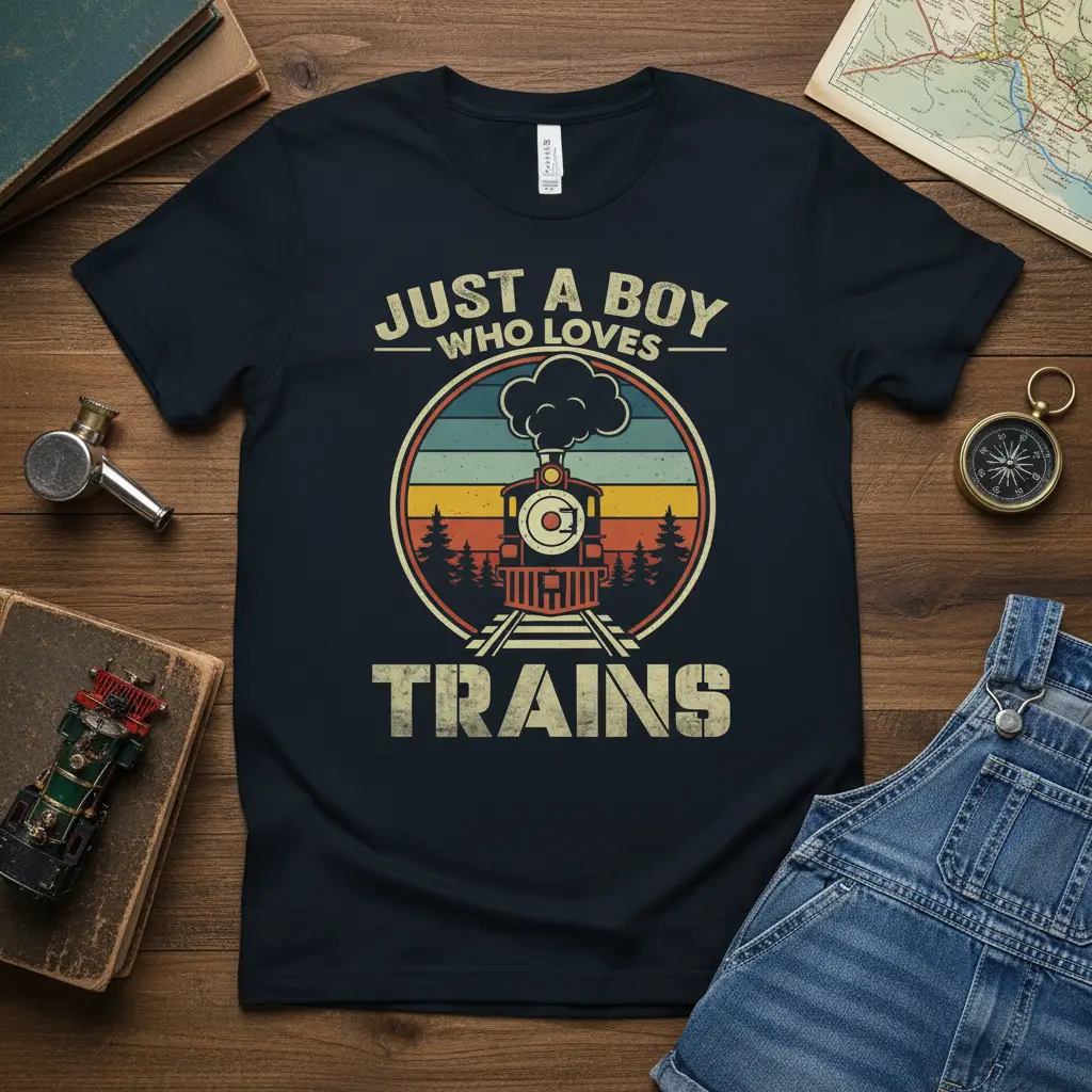 Just a Boy Who Loves Trains T-Shirt Railway Gift