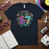 Just A Girl Who Loves 67 birthday t-shirt with colorful numbers and floral graphics
