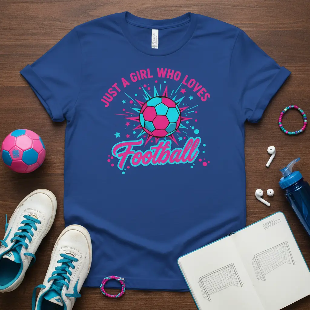 Just a Girl Who Loves Football T-Shirt Soccer Fan Gift