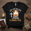 Just a Girl Who Loves Jesus & Guinea Pigs quote with a cute guinea pig holding a strawberry and a