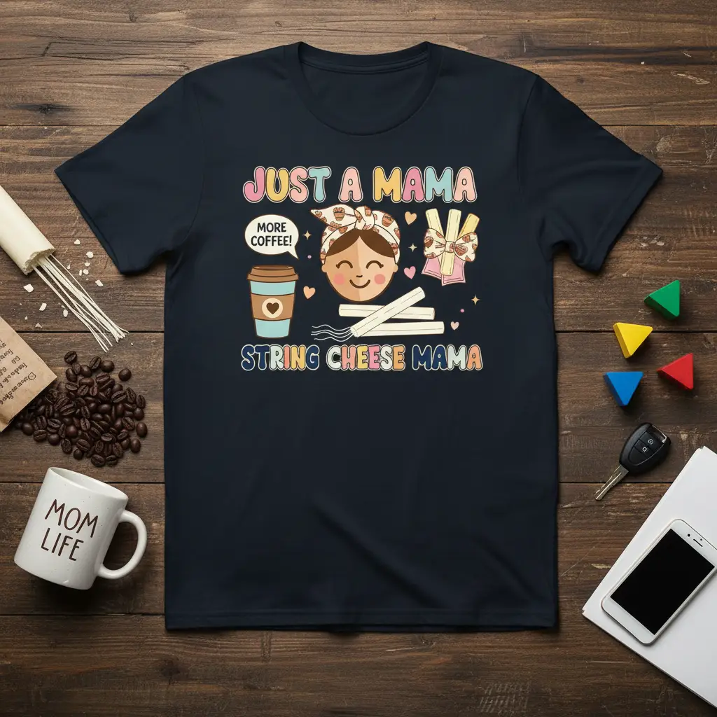 Just a Mama More Coffee String Cheese Mama T-Shirt