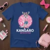 Kangaroo wearing glasses, pink bow, and striped shirt, blowing bubblegum, text KANGARO WITH STYLE