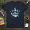 Karaoke Legend t-shirt design featuring a vintage microphone inside a star with a heartbeat pulse graphic