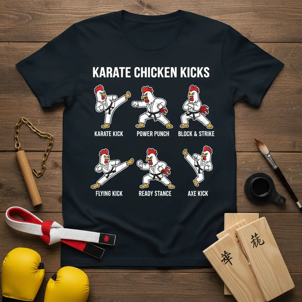 Karate Chicken Kicks T-Shirt Funny Martial Arts Gift