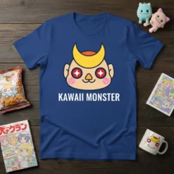 Kawaii Monster t-shirt design featuring a cute monster face with big eyes and horns