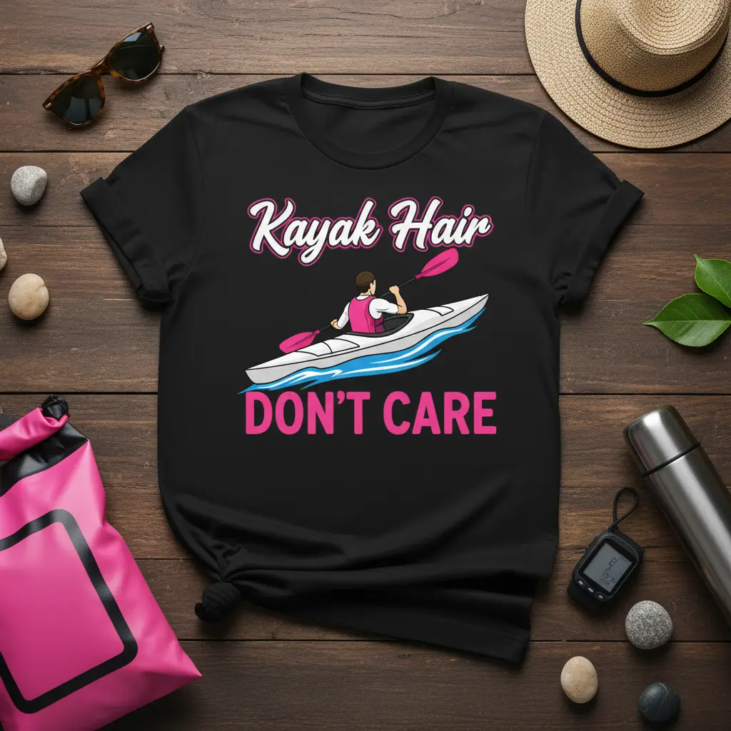 Kayak Hair Don’t Care T-Shirt Funny Paddling Gift