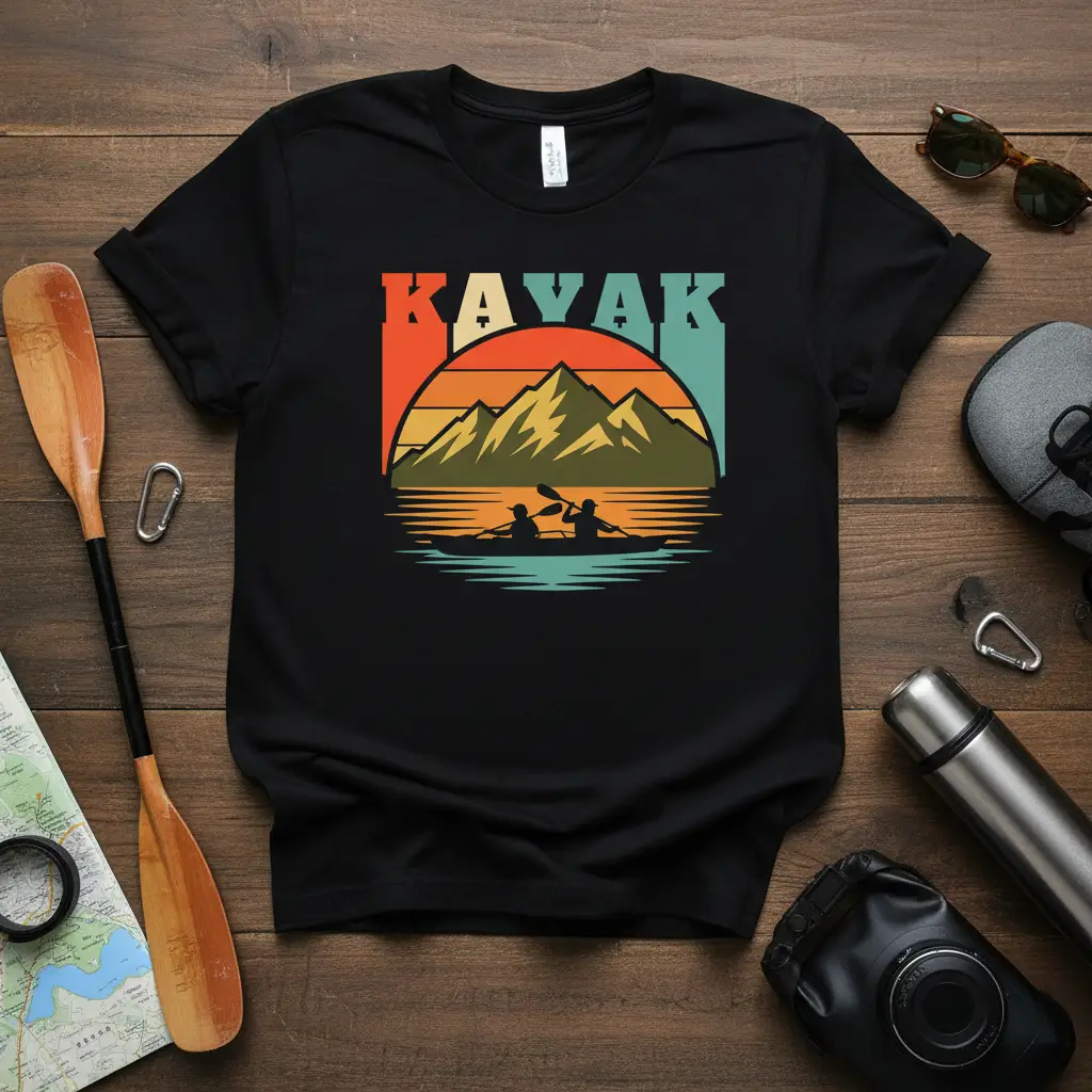 Kayak Retro Sunset Adventure T-Shirt for Outdoor Lovers
