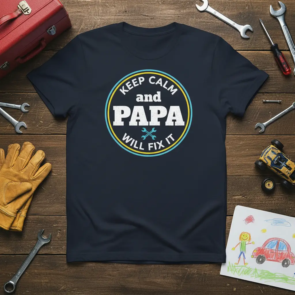 Keep Calm and Papa Will Fix It T-Shirt Dad Gift