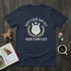 Keep Calm and Pet Main Coon Cats text with a crowned cat face and laurel wreath graphic on a navy