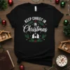 Keep Christ In Christmas t-shirt with a nativity scene graphic and festive wreath design