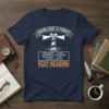 Keep Reading Knowledge Is Power t-shirt with lighthouse graphic and inspirational words like confidence and adventure