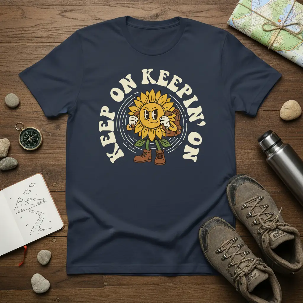 Keep on Keepin’ on Sunflower T-Shirt Retro Motivational Quote