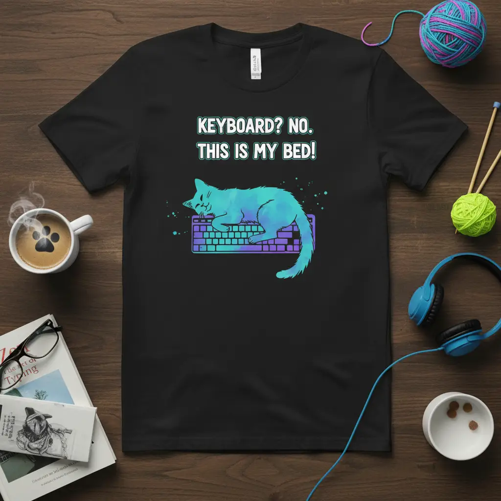 Keyboard? No. This Is My Bed! Cat T-Shirt Funny Gift