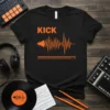 Kick Drum Time T-Shirt with orange audio waveform and text, perfect for music producers and DJs