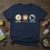 Kid Dad Dog Dad Cat Dad t-shirt design featuring icons for child, dog, and cat with corresponding text labels