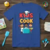 Kids Can Cook graphic tee with cartoon children cooking in a pot and chef hats