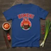 Kimchi Korean Fermented Cabbage graphic t-shirt with bold red text and a circular illustration of fermented cabbage in a pot