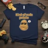 Navy t-shirt with "kind of rude potato" text and a cartoon potato wearing sunglasses giving the middle finger