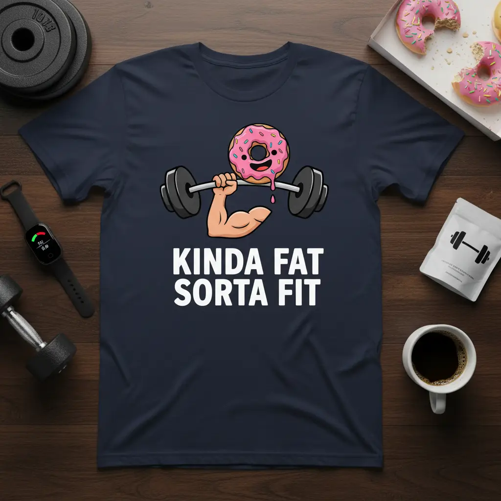 Kinda Fat Sorta Fit Funny Donut Gym T-Shirt