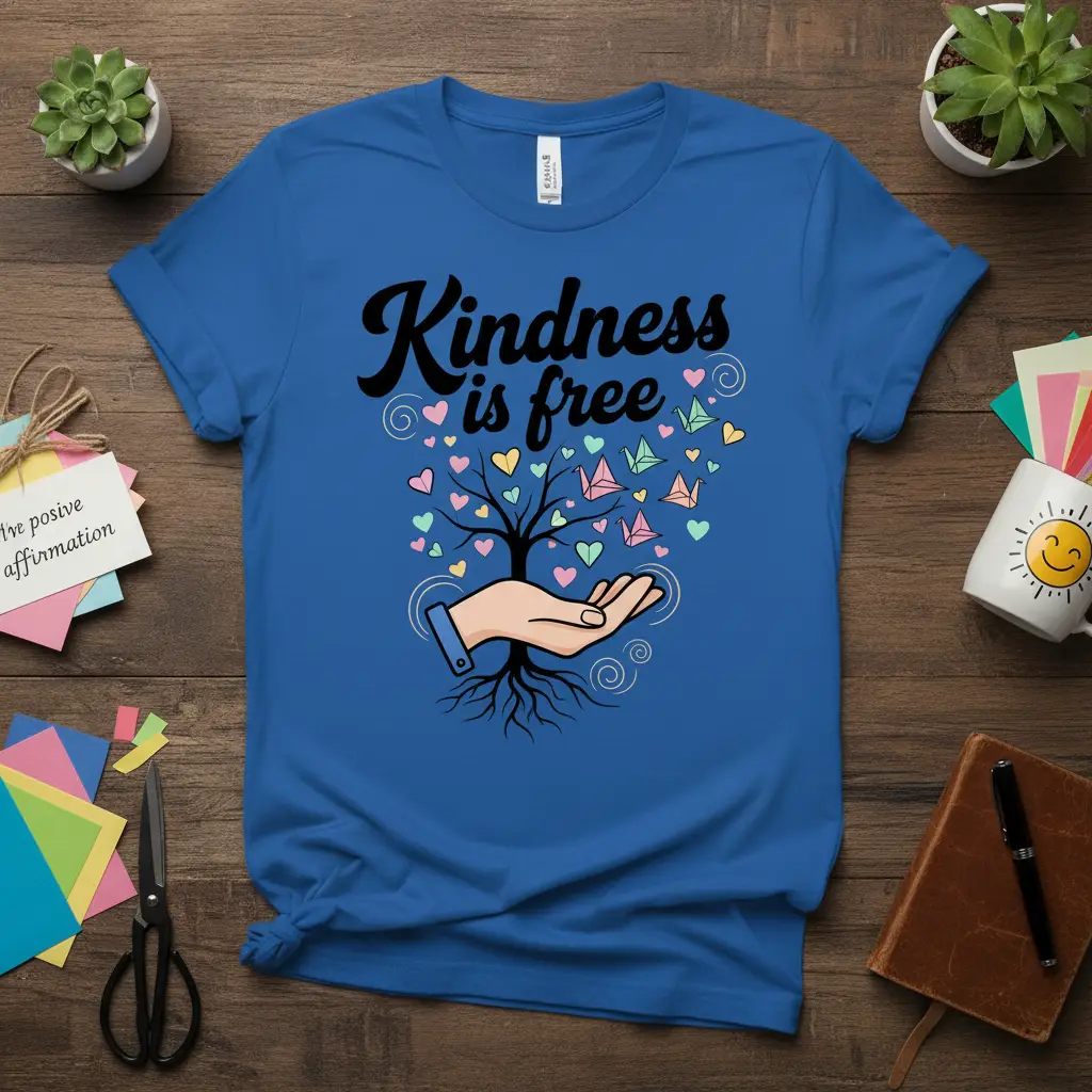 Kindness Is Free Inspirational Quote T-Shirt Positive Vibes Gift