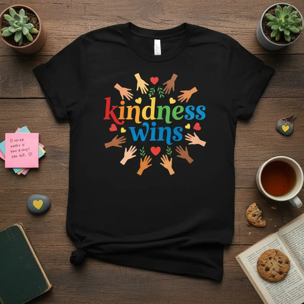 Kindness Wins Inspirational Quote T-Shirt Positive Message Gift