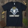 King Goat T-Shirt with a white ram wearing a golden crown and the text "KING GOAT" below