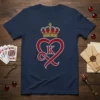 King of Hearts K T-Shirt design with a red heart, letter K, and golden crown