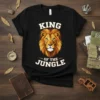 King Of The Jungle t-shirt design with a bold lion graphic and text