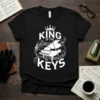 King of the Keys T-Shirt design with a grand piano and musical notes, perfect for piano players