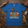 King Of The Seas T-Shirt with traditional boat and figures in wavy blue water graphic