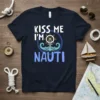 Kiss Me I'm Nauti t-shirt with anchor, ship wheel, and rope graphic