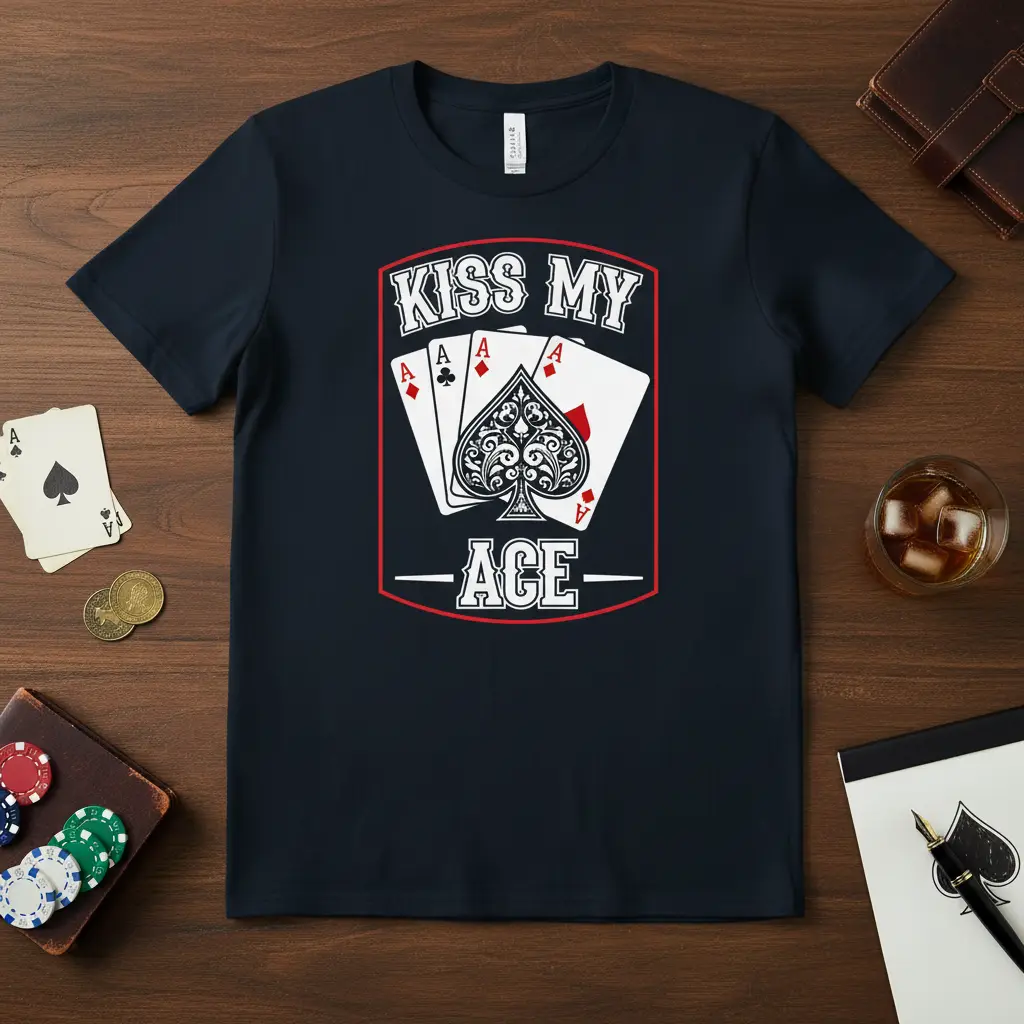 Kiss My Ace Poker Player T-Shirt Funny Card Game Gift