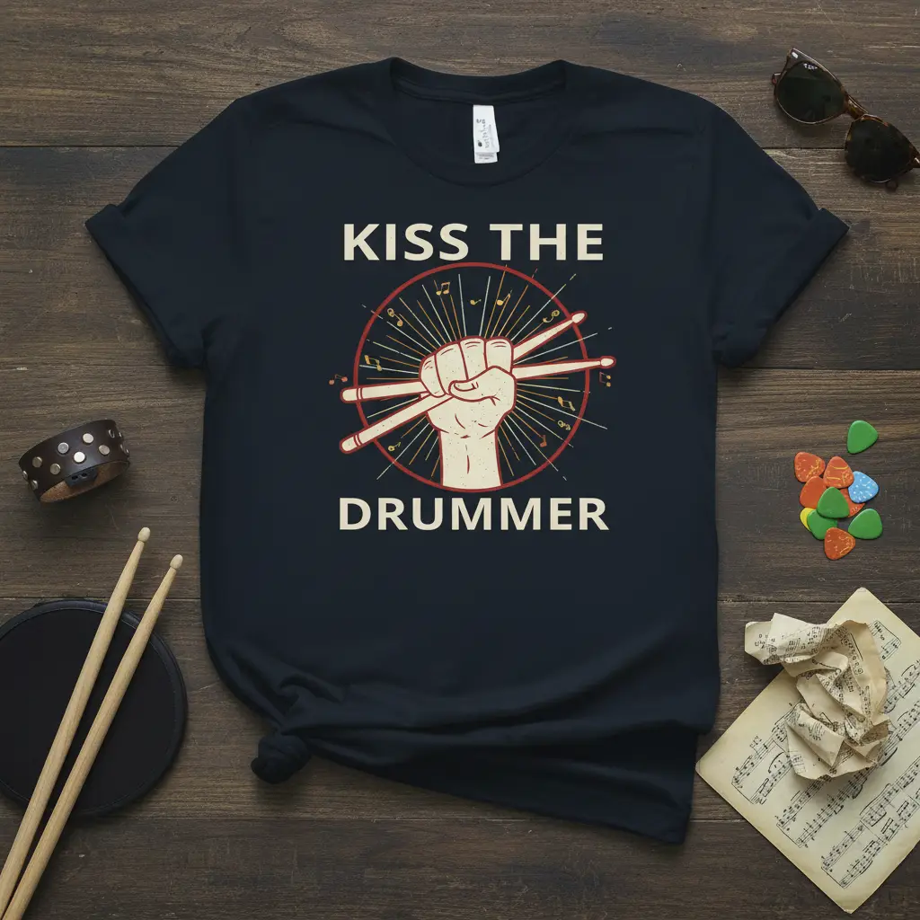 Kiss the Drummer T-Shirt Funny Music Lover Gift for Drummers