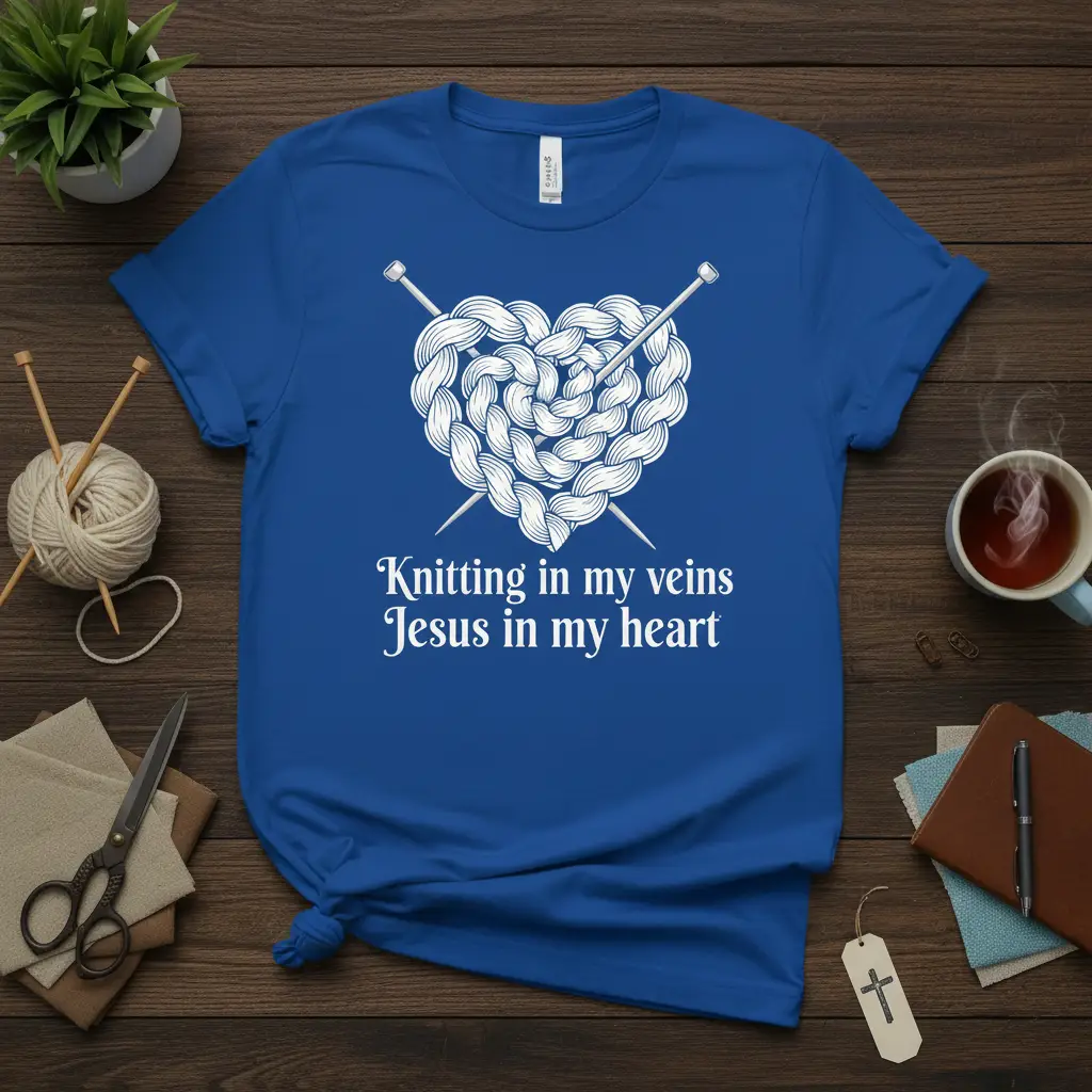 Knitting in My Veins Jesus in My Heart T-Shirt