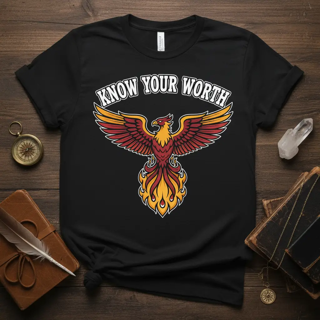 Know Your Worth Phoenix T-Shirt Inspirational Gift for Her