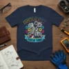 Knower of Stuff Fixer of Things t-shirt with colorful gears and wrench design