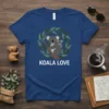 Koala Love t-shirt design with mother and baby koala in eucalyptus wreath