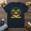 Koh Samui Thailand travel t-shirt featuring palm trees, a sunset over water, and the text "KOH SAMUI" in yellow