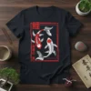 Japanese Koi Fish Lucky Fish design with oriental carp and kanji text on a dark t-shirt