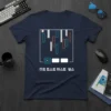 미트 트 스트 마 스트 쌥스 Korean trading graph design with candlestick chart and abstract elements on a navy blue