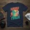 Vintage style Krav Maga T-Shirt with graphic of people sparring in retro colors