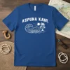 Kupuna Kane Hawaiian T-Shirt featuring a large wave, mountains, palm trees, and canoes under a sun